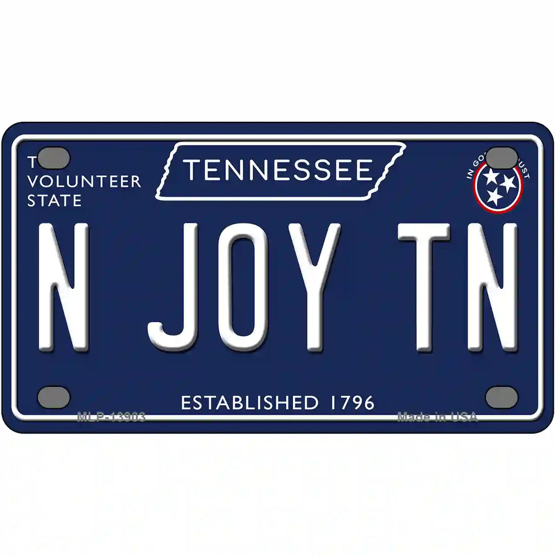 N Joy TN Tennessee Blue Novelty Metal License Plate Tag 4" x 2.2" (MLP)