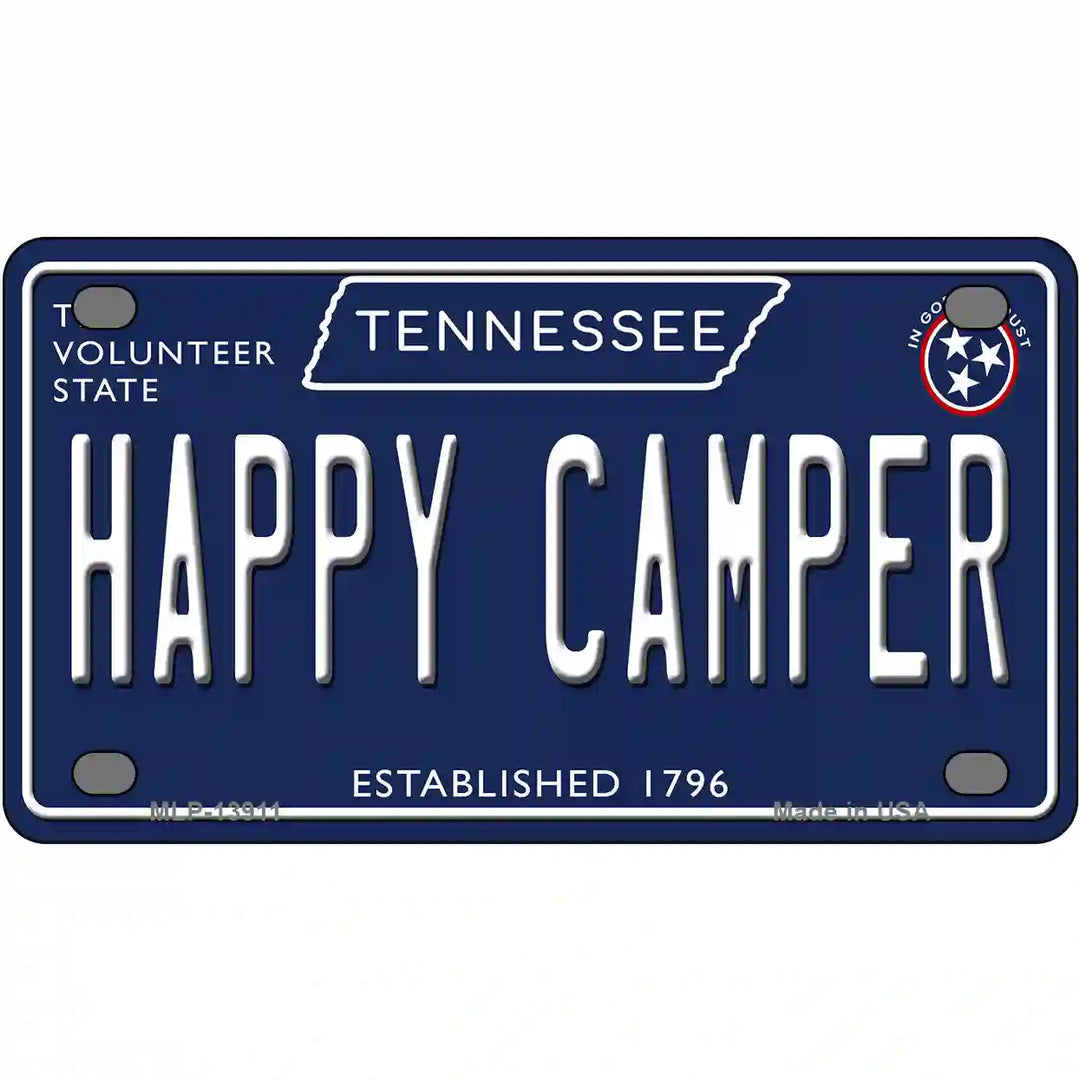 Happy Camper Tennessee Blue Novelty Metal License Plate Tag 4" x 2.2" (MLP)