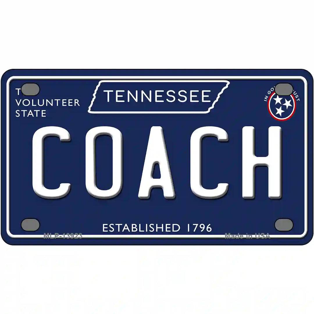 Coach Tennessee Blue Novelty Metal License Plate Tag 4" x 2.2" (MLP)
