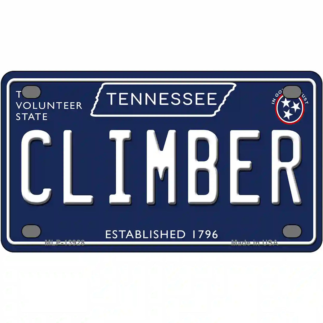 Climber Tennessee Blue Novelty Metal License Plate Tag 4" x 2.2" (MLP)