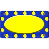Yellow Royal Blue Polka Dot Center Oval Metal Novelty License Plate