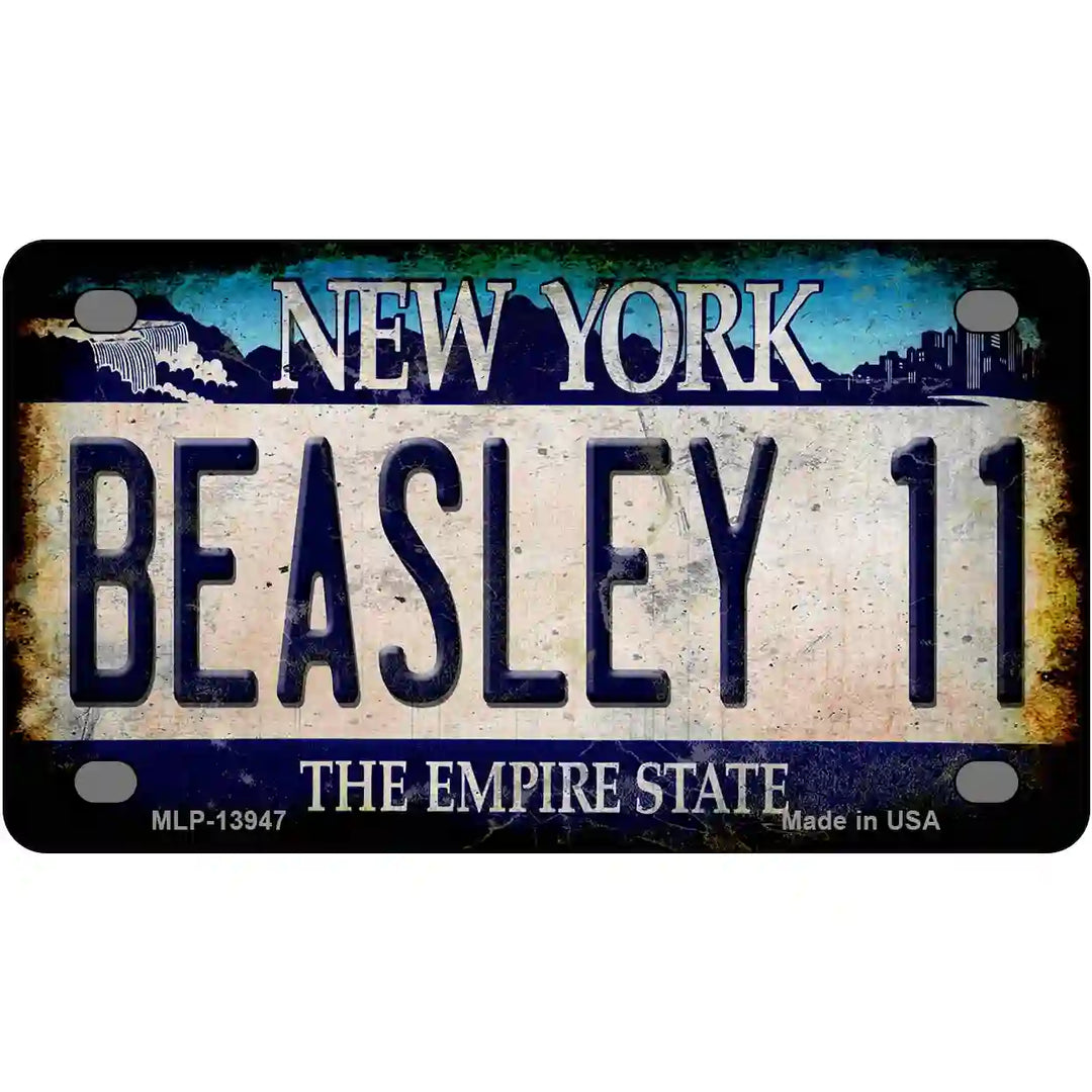 Beasley 11 New York Blue Novelty Metal License Plate Tag 4" x 2.2" Mini (MLP)