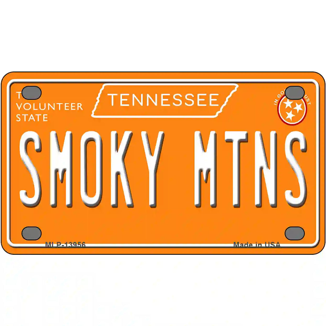 Smoky Mtns Tennessee Orange Novelty Metal License Plate Tag 4" x 2.2" Mini (MLP)