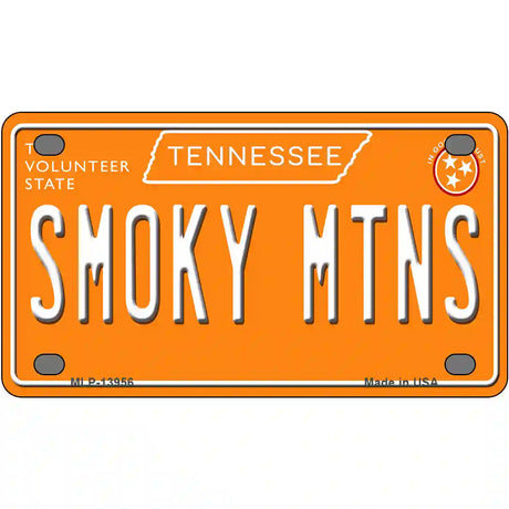 Smoky Mtns Tennessee Orange Novelty Metal License Plate Tag 4" x 2.2" (MLP)