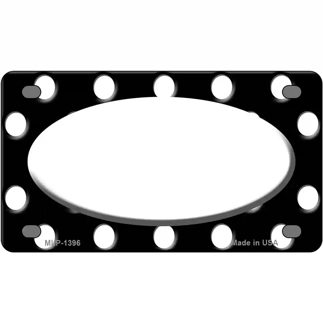 White Black Polka Dot Center Oval Metal Novelty License Plate 4" x 2.2" (MLP)