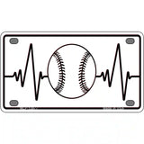 Baseball Heart Beat Novelty Metal License Plate Tag 4" x 2.2" (MLP)