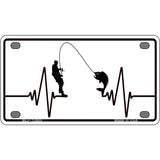Fishing Heart Beat Novelty Metal License Plate Tag 4" x 2.2" (MLP)