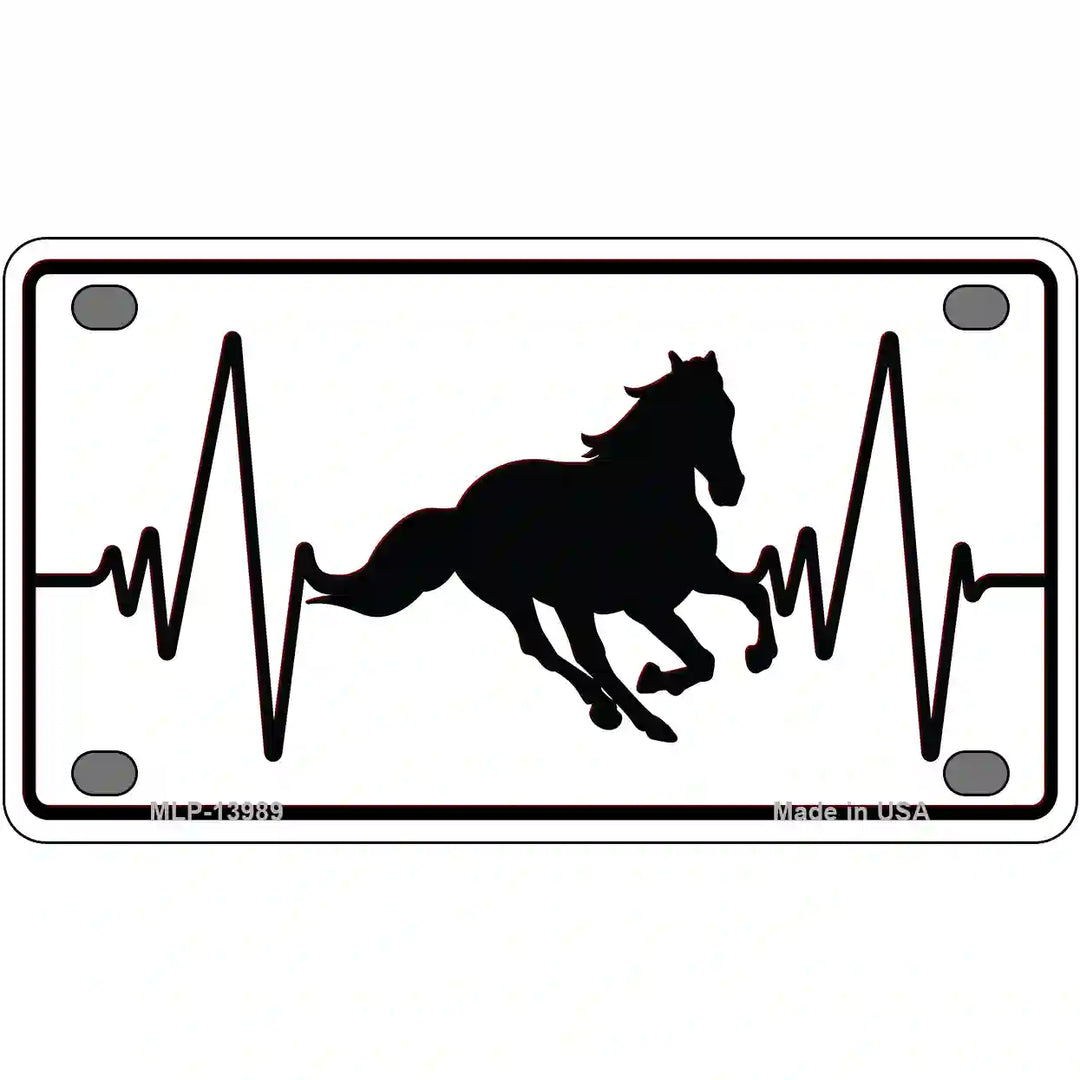 Horse Heart Beat Novelty Metal License Plate Tag 4" x 2.2" Mini (MLP)