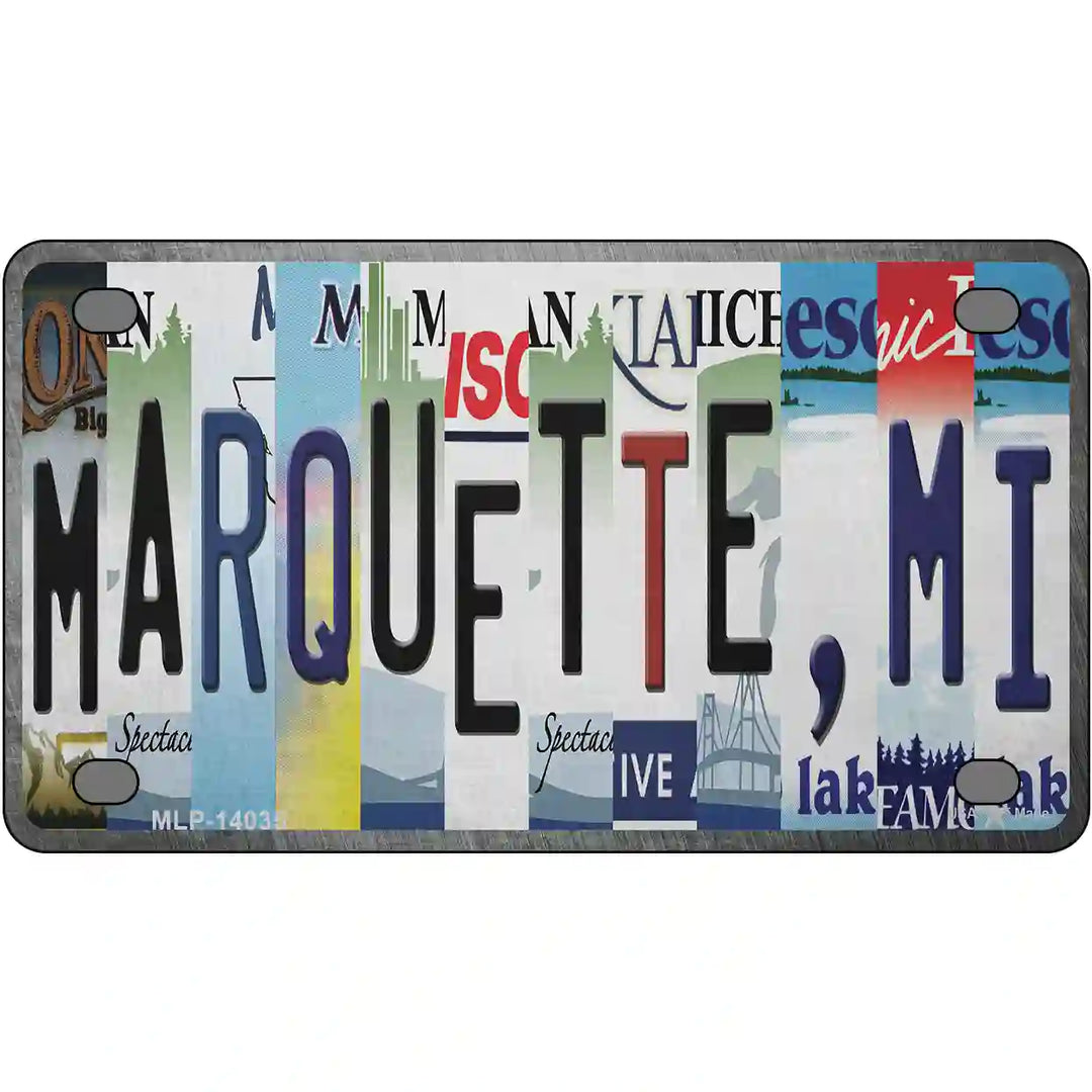 Marquette MI Strip Art Novelty Metal License Plate Tag 4" x 2.2" Mini (MLP)