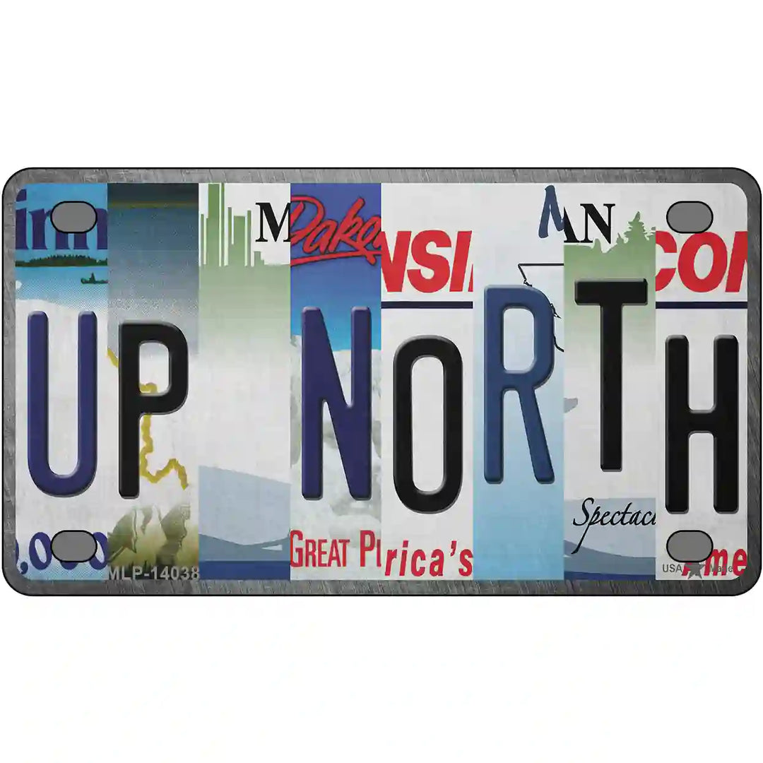 Up North Strip Art Novelty Metal License Plate Tag 4" x 2.2" Mini (MLP)