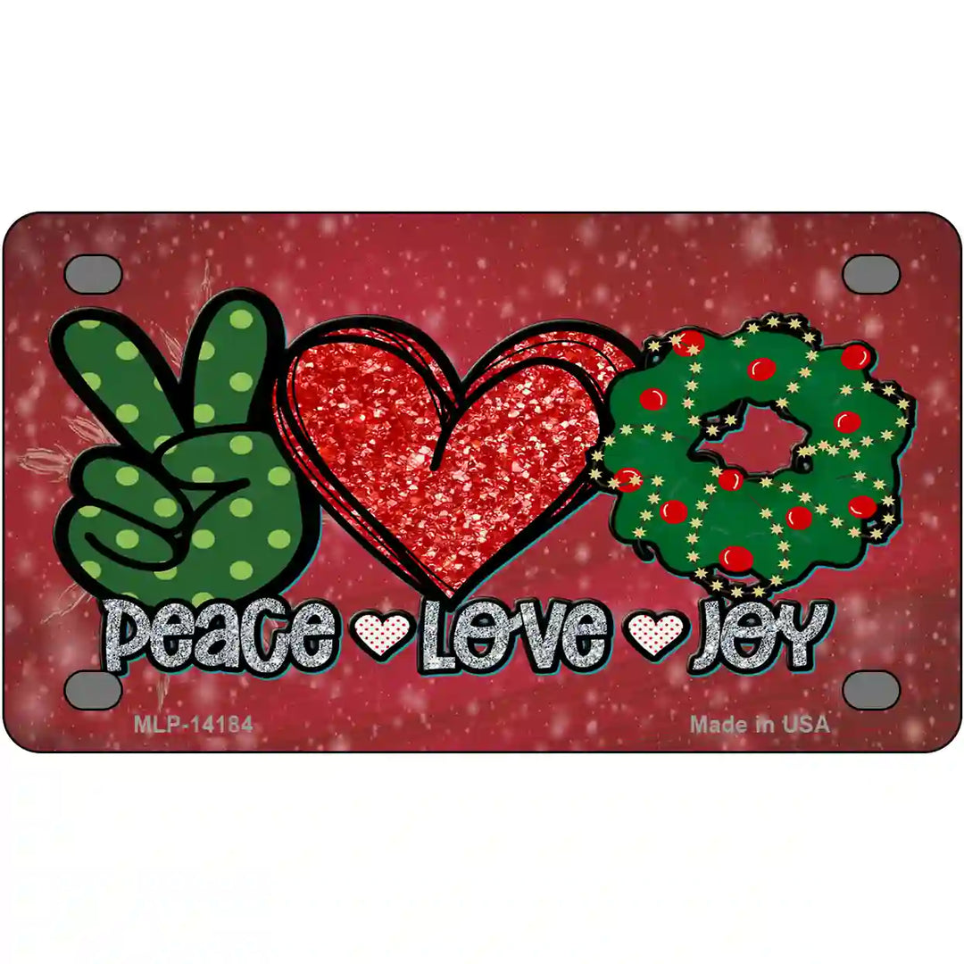 Peace Love Joy Novelty Metal License Plate 4" x 2.2" (MLP)