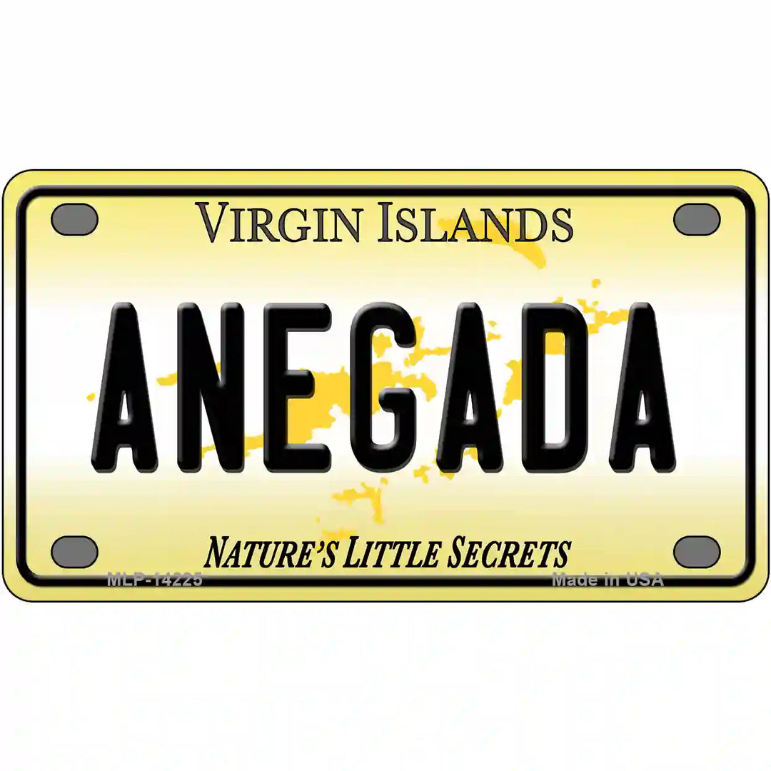 Virgin Islands Anegada Novelty Metal License Plate 4" x 2.2" Mini (MLP)