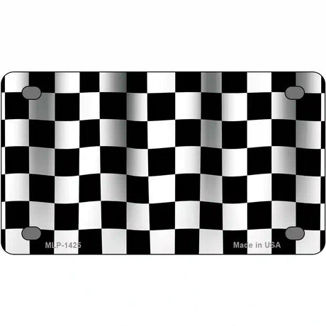 Waving Checkered Flag Metal Novelty License Plate 4" x 2.2" (MLP)