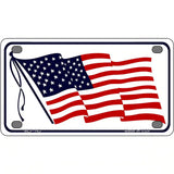 American Flag Waving White Metal Novelty License Plate 4" x 2.2" (MLP)