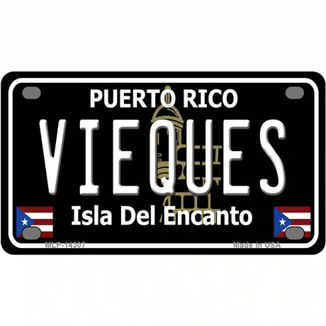Vieques Puerto Rico Black Novelty Metal License Plate 4" x 2.2" Mini (MLP)