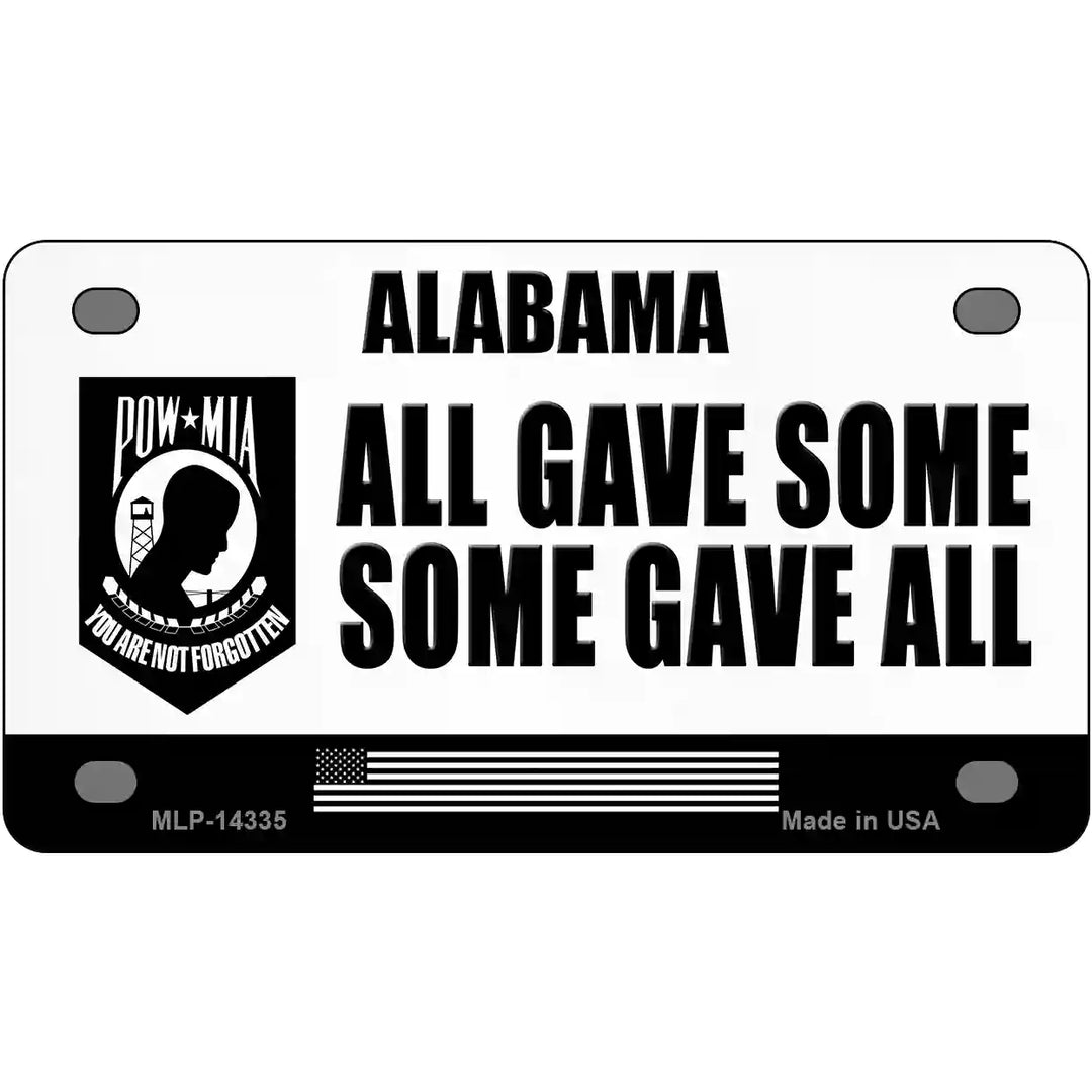 Alabama POW MIA Some Gave All Novelty Metal License Plate 4" x 2.2" (MLP)