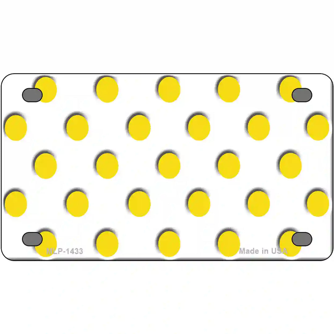Yellow White Polka Dot Metal Novelty License Plate 4" x 2.2" (MLP)