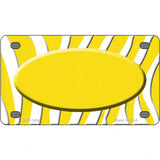 Yellow White Zebra Yellow Center Oval Metal Novelty License Plate 4" x 2.2" (MLP)