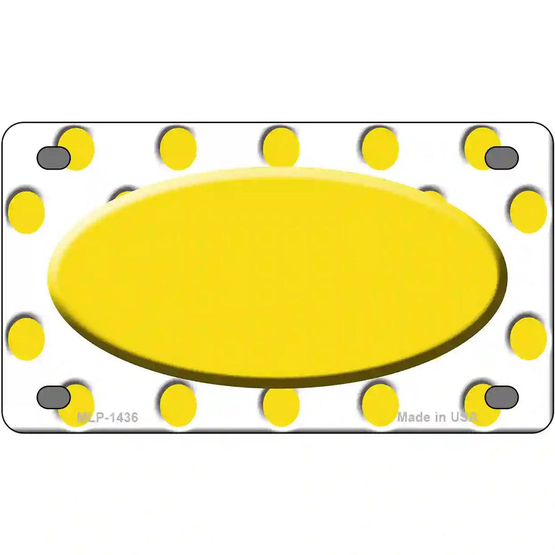 Yellow White Polka Dot Yellow Center Oval Metal Novelty License Plate 4" x 2.2" (MLP)