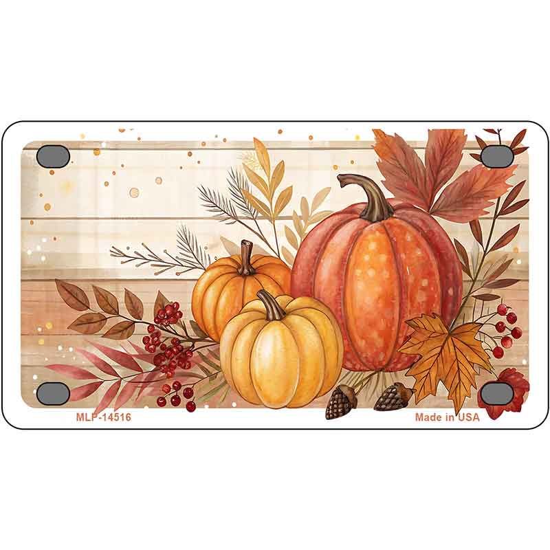 Autumn Pumpkins & Leaves Novelty Metal License Plate LP-14516