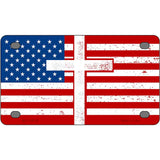 American Flag with Cross Novelty Metal License Plate LP-14518