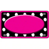 White Black Polka Dots Pink Frame And Center Oval Metal Novelty License Plate 4" x 2.2" (MLP)