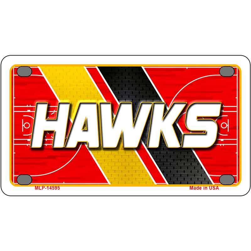 HAWKS Graphic Novelty Metal License Plate LP-14595 4" x 2.2" Mini (MLP)