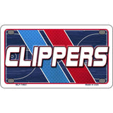 Metallic license plate with 'CLIPPERS' text and basketball court design on a white background