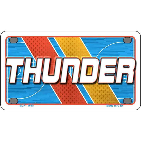 License plate with 'THUNDER' text on a colorful background