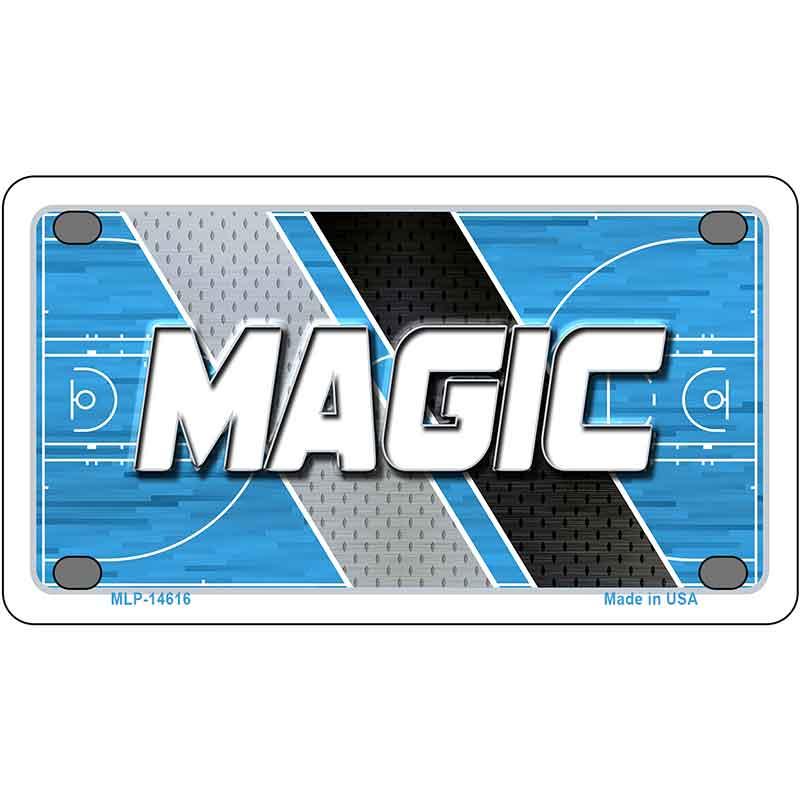 License plate with 'MAGIC' text on a blue and black geometric background