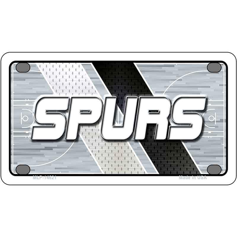 Metallic license plate with 'SPURS' text on a sports-themed background