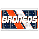 License plate with 'BRONCOS' text on a football field design