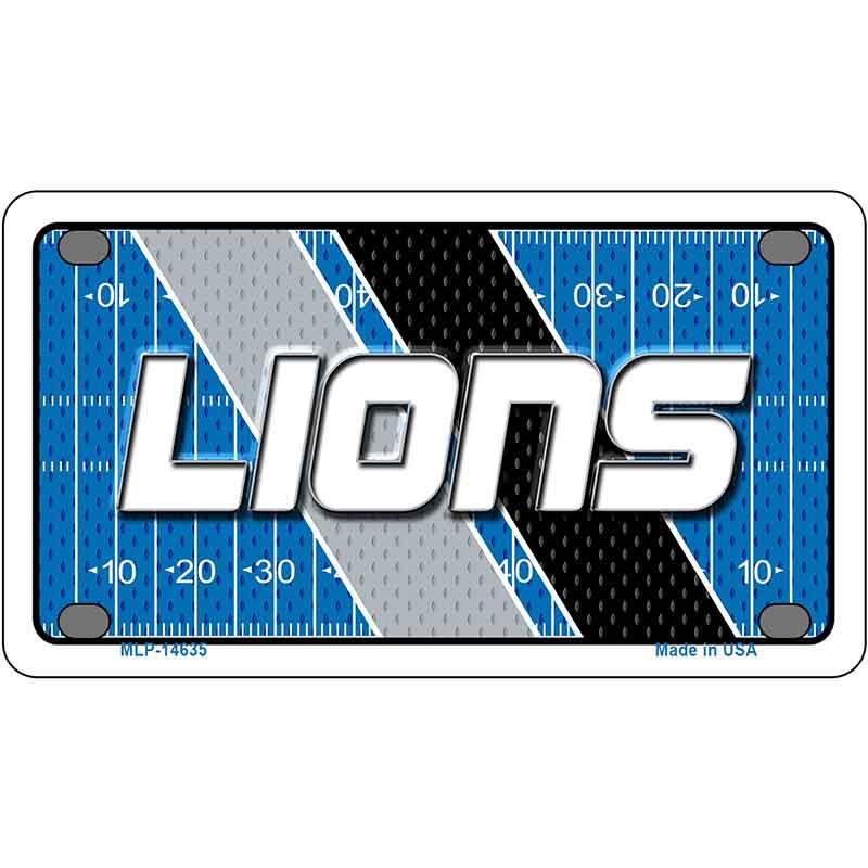 License plate with 'LIONS' text on a football field design