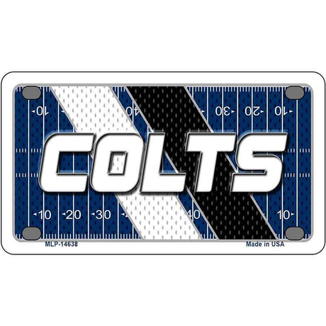 License plate with 'COLTS' text on a football field design