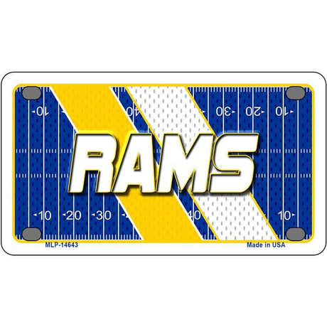 License plate with 'RAMS' text on a football field design