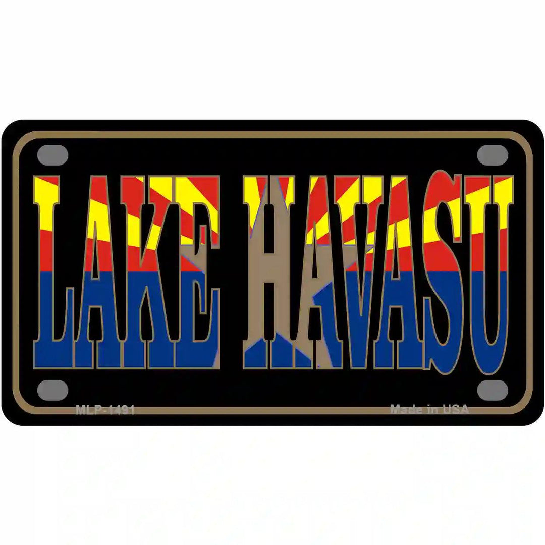 Lake Havasu with Arizona Flag Metal Novelty License Plate 4" x 2.2" (MLP)