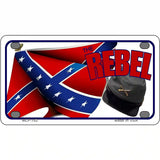 Rebel Cap And Flag Metal Novelty License Plate 4" x 2.2" (MLP)