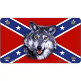 Confederate Flag Wolf Metal Novelty License Plate 4" x 2.2" (MLP)