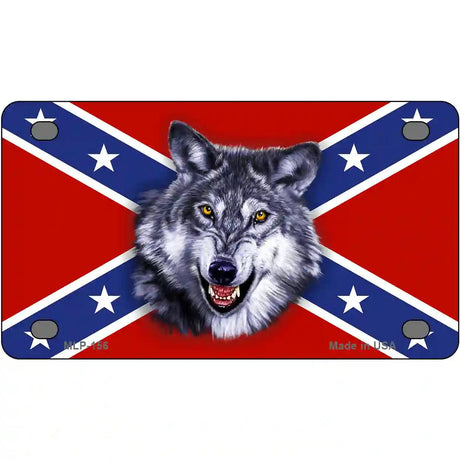 Confederate Flag Wolf Metal Novelty License Plate 4" x 2.2" (MLP)