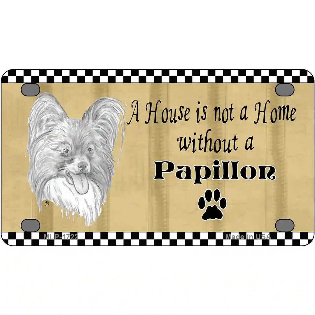 Pencil Sketch Papillon Metal Novelty License Plate 4" x 2.2" (MLP)