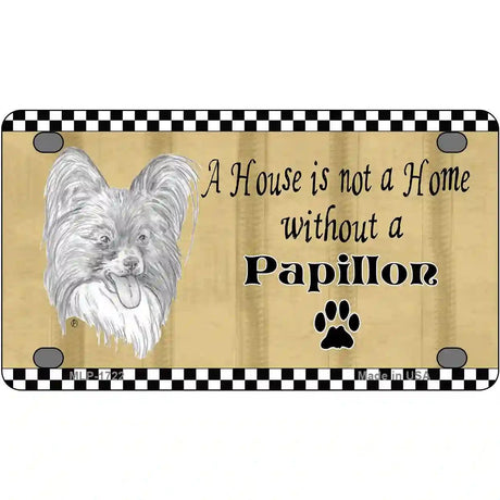 Pencil Sketch Papillon Metal Novelty License Plate 4" x 2.2" (MLP)