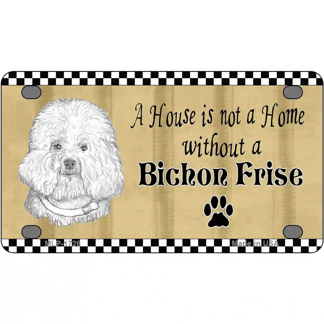 Pencil Sketch Bichon Frise Metal Novelty License Plate 4" x 2.2" (MLP)