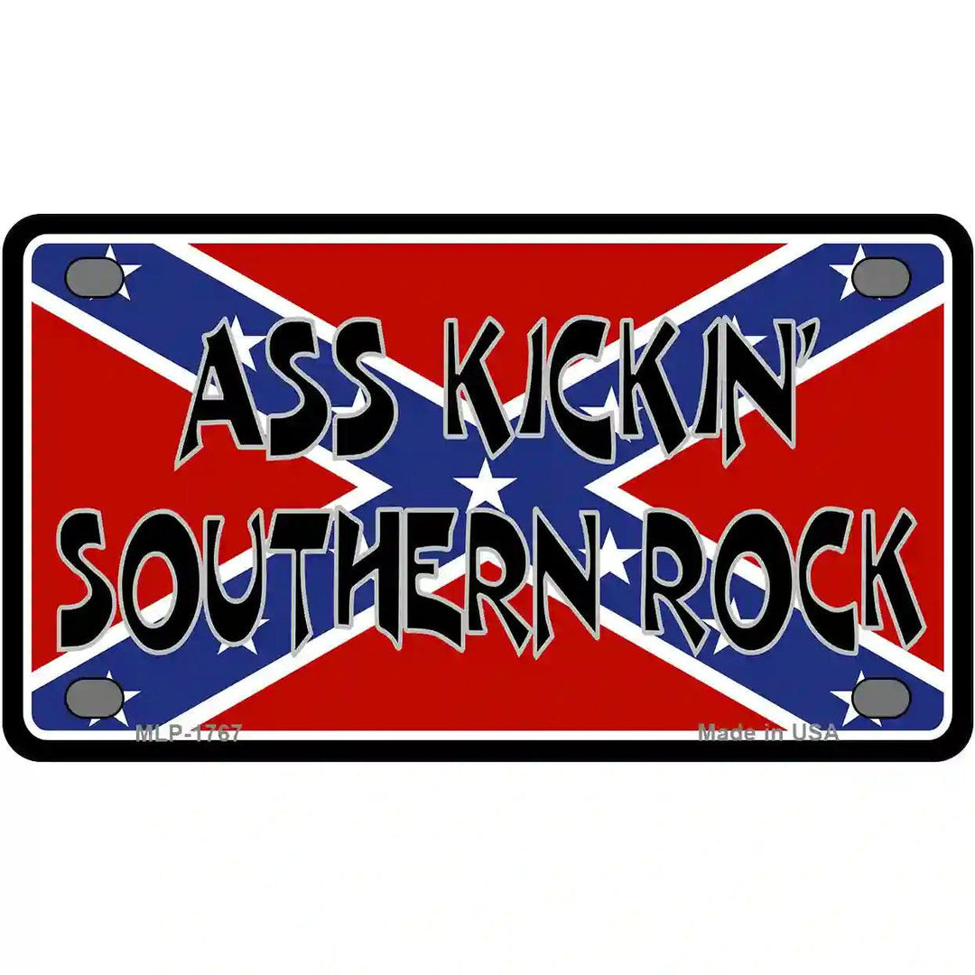 Southern Rock Confederate Flag Metal Novelty License Plate 4" x 2.2" (MLP)