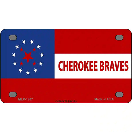 Cherokee Braves Flag Metal Novelty License Plate 4" x 2.2" (MLP)