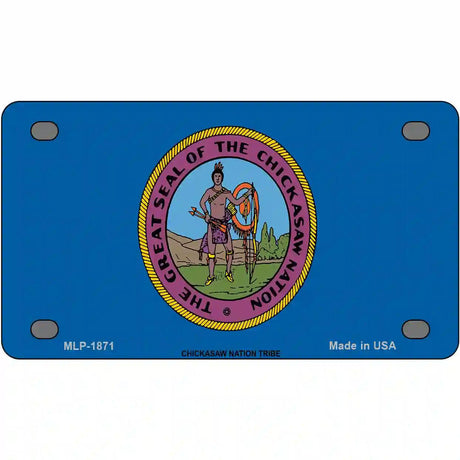 Chickasaw Nation Flag Metal Novelty License Plate 4" x 2.2" (MLP)