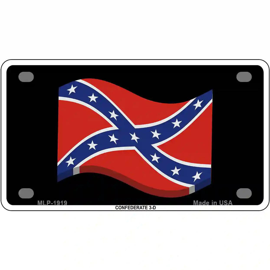 Confederate 3-D Flag Metal Novelty License Plate 4" x 2.2" (MLP)