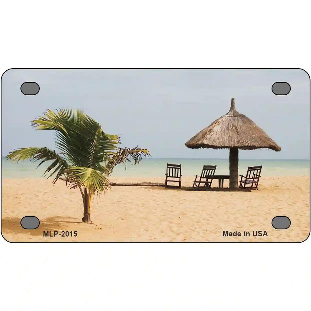 Tropical Beach Setting Metal Novelty License Plate 4" x 2.2" (MLP)