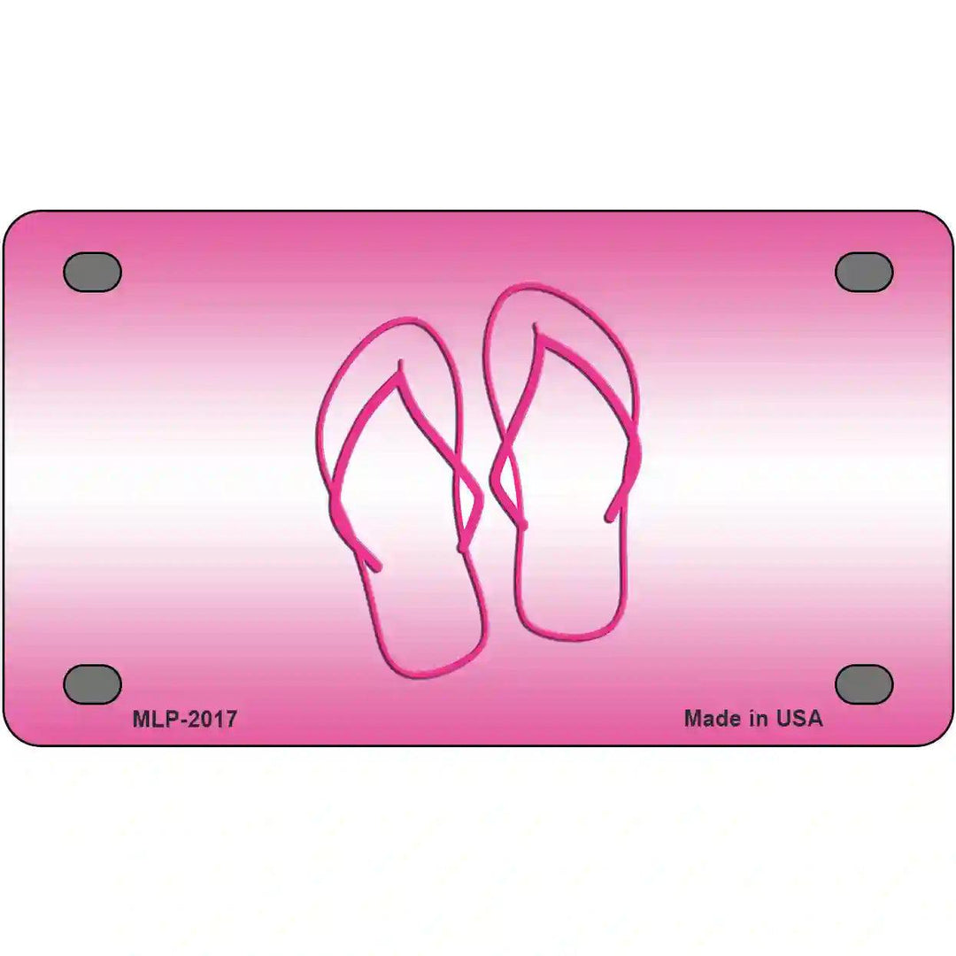 Flip Flops Pink Metal Novelty License Plate 4" x 2.2" (MLP)