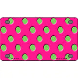 Lime Green Polka Dots Hot Pink Metal Novelty License Plate 4" x 2.2" (MLP)