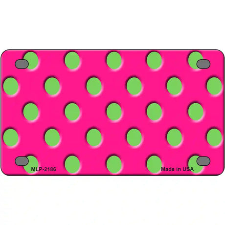 Lime Green Polka Dots Hot Pink Metal Novelty License Plate 4" x 2.2" (MLP)